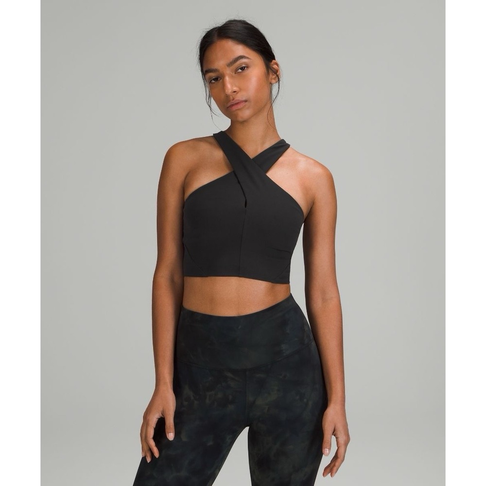 Lululemon Nulu Wrap Front Longline Bra Black Light Support Size 12 Activewear